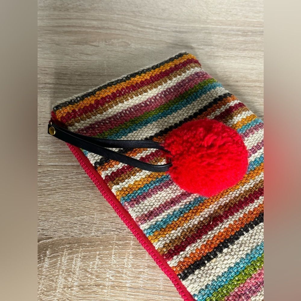 Be Alpaca Made in Peru Multicolor Woven Wool Wristlet Cosmetic Bag Clutch - Picture 2 of 7